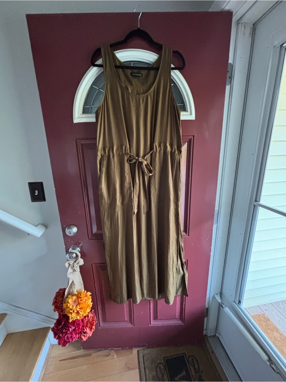 Banana Republic Olive Tie-Waist Maxi Dress